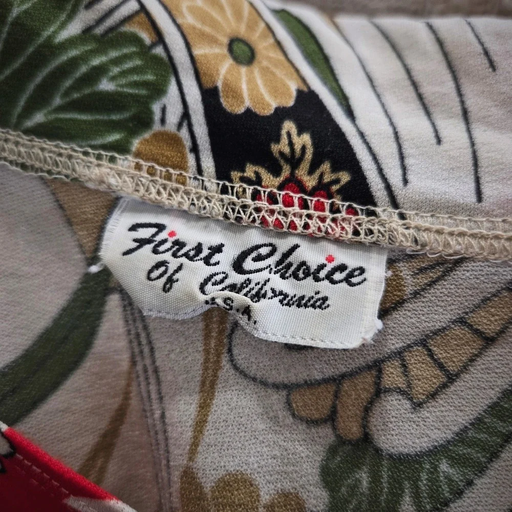 Vintage‎ 70s First Choice Of California Floral Short Sleeve Blouse Top Shirt